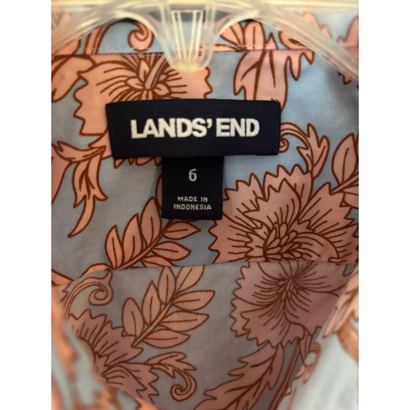 Lands End Womens Blue Floral Print Button Up Shirt Size 6 - Picture 3 of 6
